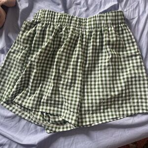 Green Gingham Women's Shorts